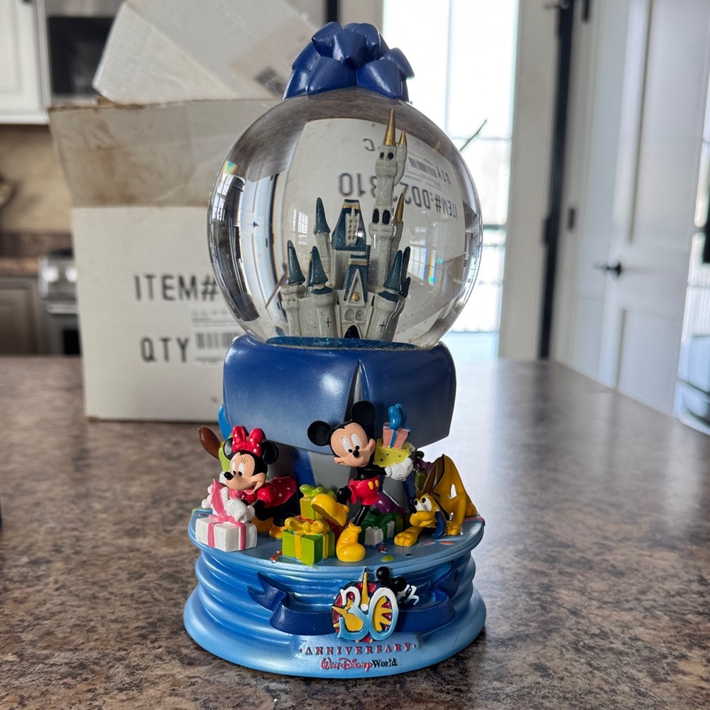 Disney Blue 30th Anniversary Snow Globe vintage